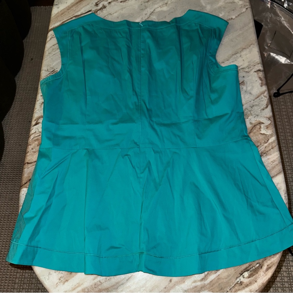 Lafayette 148 New York Aqua Sleeveless Blouse - Picture 3 of 3